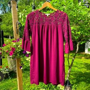 Pleione Dress.  Small. Wine color, lace. Like new.